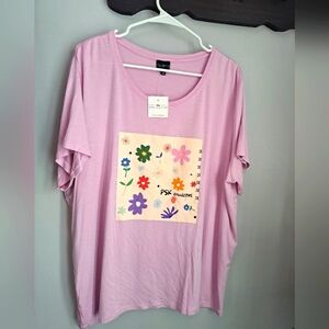 PSK FLORAL GRAPHIC FADING ROSE TEE NWT 3XL